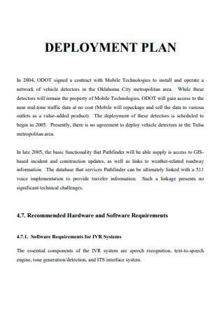 Basic Software Deployment Plan