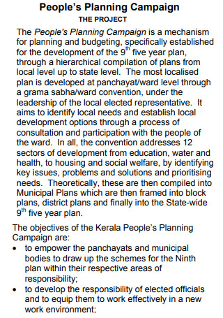Campaign Peoples Project Plan