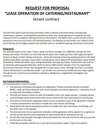Catering Restaurant Contract Proposal
