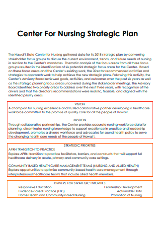 Center For Nursing Strategic Plan