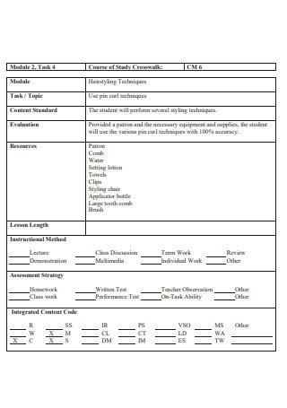 Chemical Cosmetology Lesson Plan