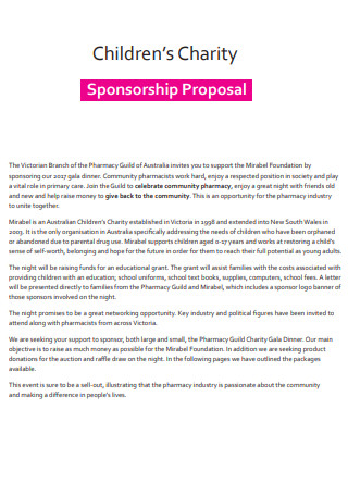 Childrens Charity Sponsorship Proposal