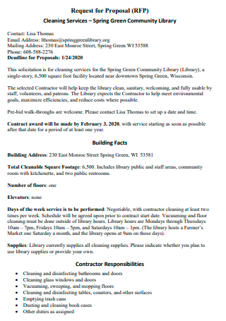 Cleaning Service Community Library Request For Proposal