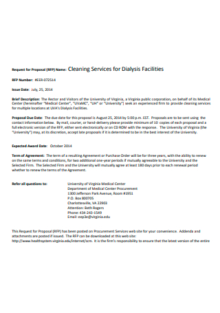 Cleaning Service For Facilities Request For Proposal