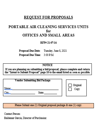 Cleaning Service Units Request For Proposal