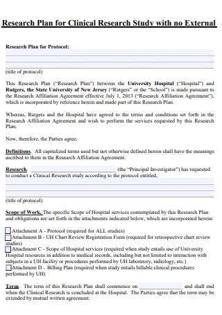 Clinical Research Study Plan Protocol