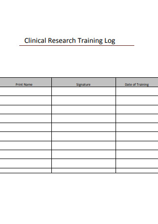 Clinical Research Training Log