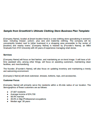 clothing store business plan doc