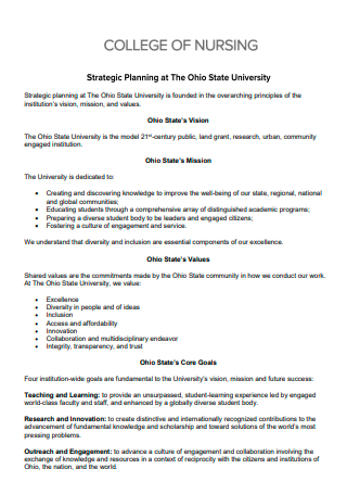 College of Nursing Strategic Planning