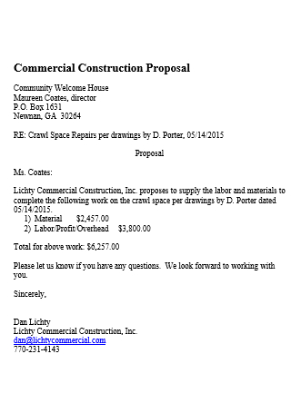Commercial Construction Proposal in DOC