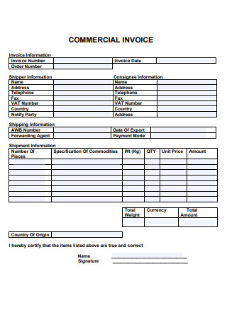 Commercial Customer Invoice