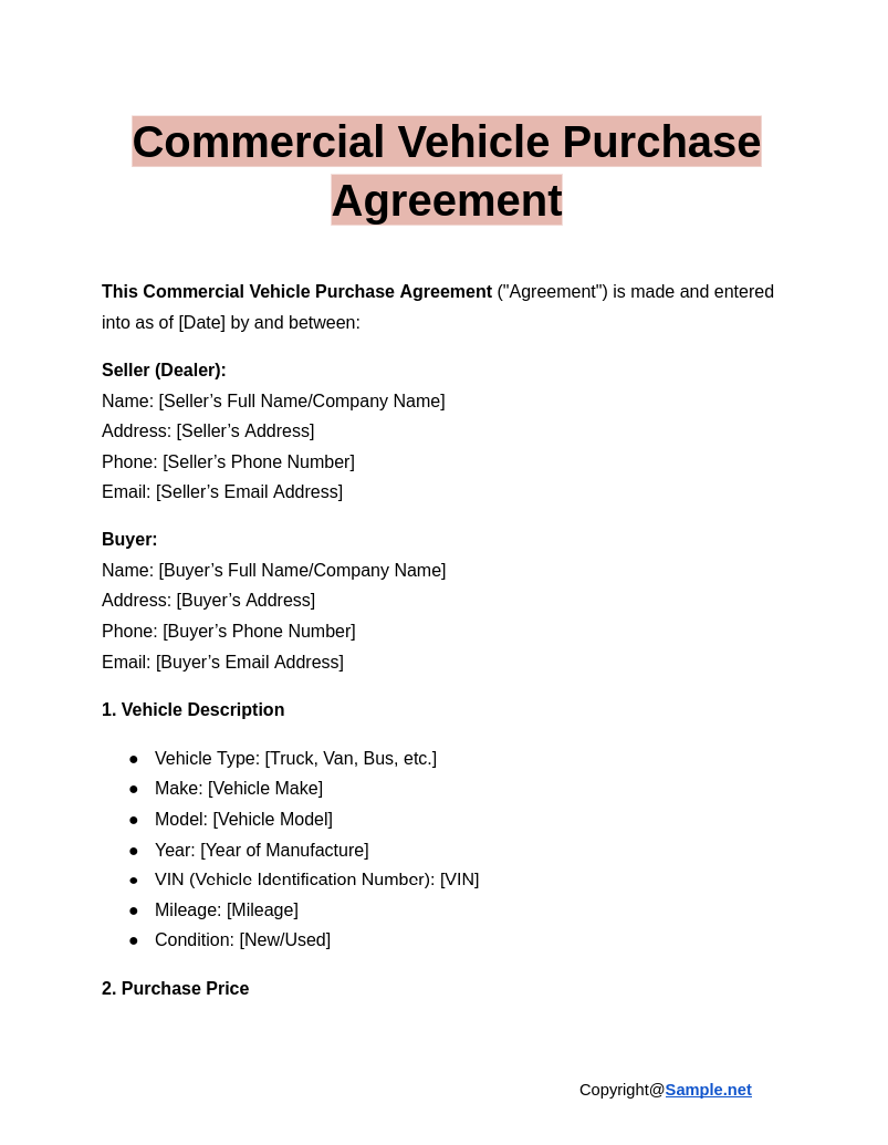 Commercial Vehicle Purchase Agreement Google Docs 01 13 2025 04 51 PM