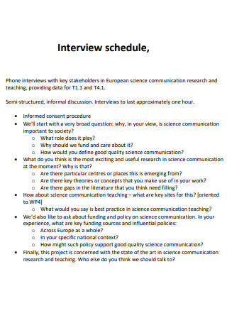 Communication Research Interview Schedule