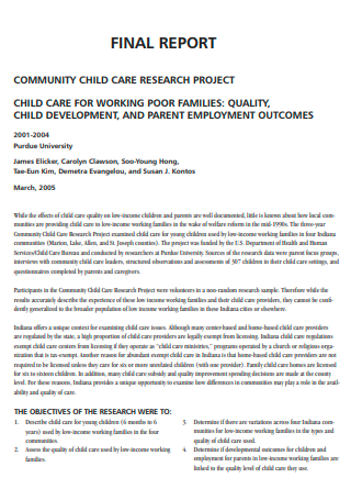 Community Child Care Research Project Final Report