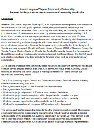 Community Non Profit Partnership Proposal