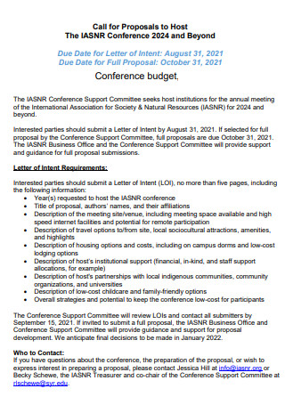 Conference Budget Host Proposal