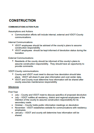 Construction Communication Action Plan