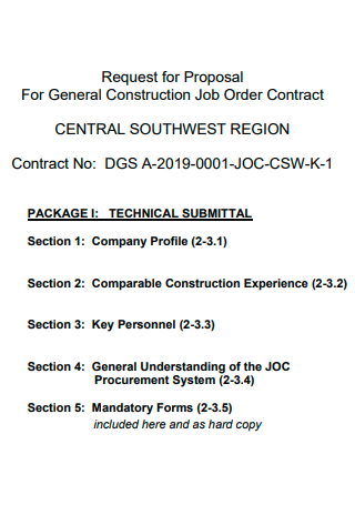 Construction Job Order Contract Proposal
