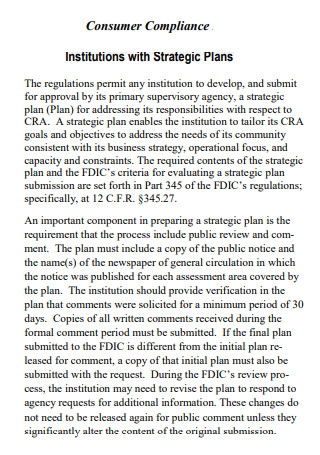 Consumer Compliance Strategic Plan
