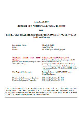 Contract Employee Health and Benefits Consulting Services Proposal
