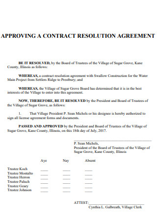 Contract Resolution Agreement