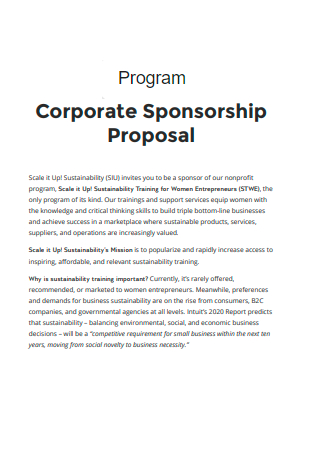Corporate Program Sponsorship Proposal
