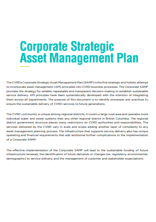 Corporate Strategic Asset Management Plan
