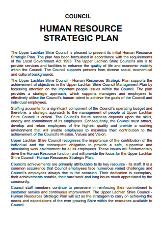 Council Human Resources Strategic Plan