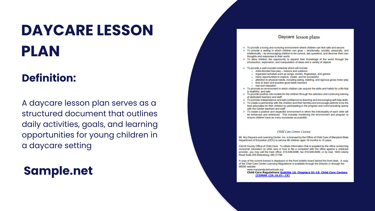 Daycare Lesson Plan