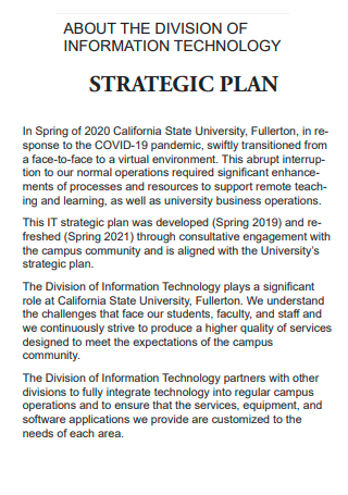 Division of Information Technology Strategic Plan