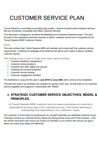 Draft Customer Service Plan