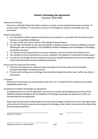 Draft Student Technology Use Agreement