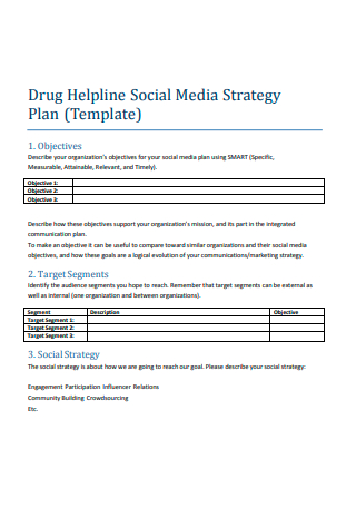 Drug Helpline Social Media Strategy Plan