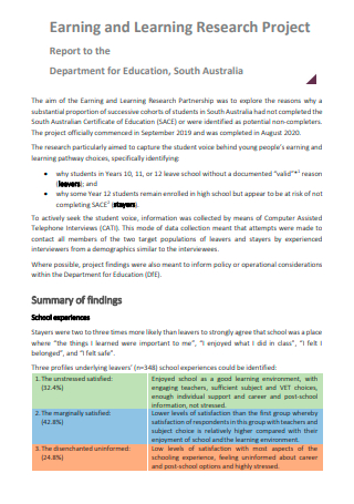 Earning and Learning Research Project Report