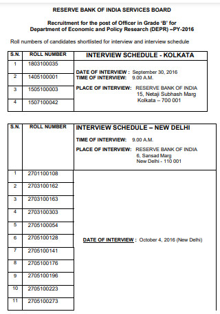 Economic and Policy Research Interview Schedule