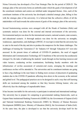 Editable University Strategic Plan