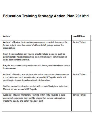 Education Training Strategy Action Plan