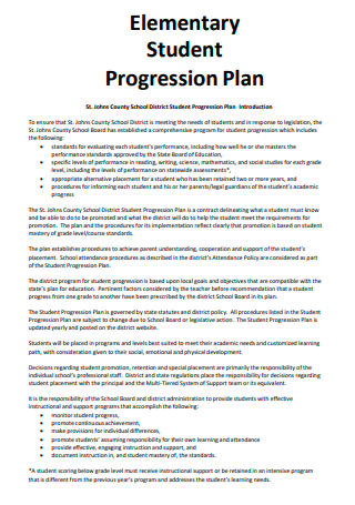 Elementary Student Progression Plan