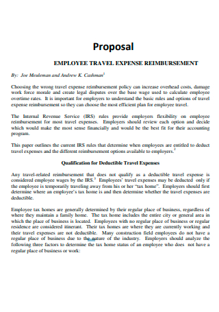 Employee Travel Expense Reimbursement Proposal