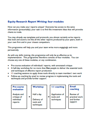 Equity Research Report Modules