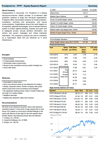 Equity Research Report in PDF