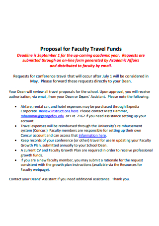 Faculty Travel Expense Funds Proposal
