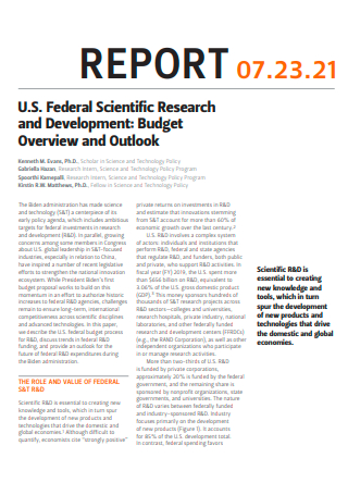 Federal Scientific Research and Development Report