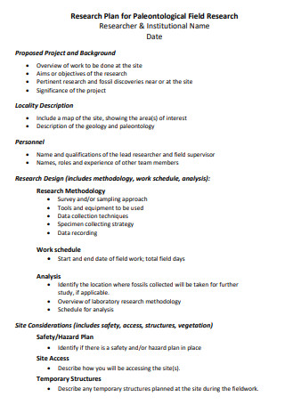 Field Research Work Plan