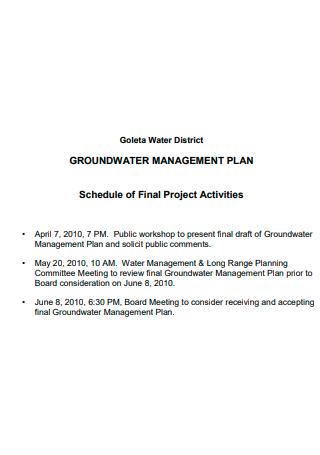 Final Project Schedule Ground Water Management Plan2