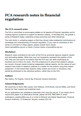 Financial Regulation Research Note