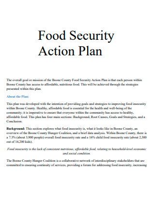 Food Security Action Plan