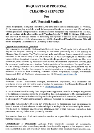 Football Stadium Cleaning Service Request For Proposal