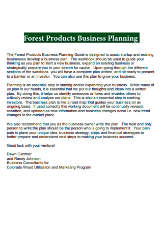 Forest Products Business Planning