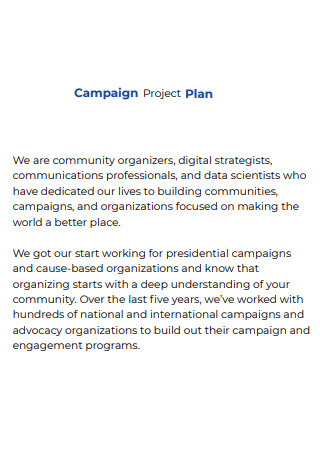Formal Campaign Project Plan